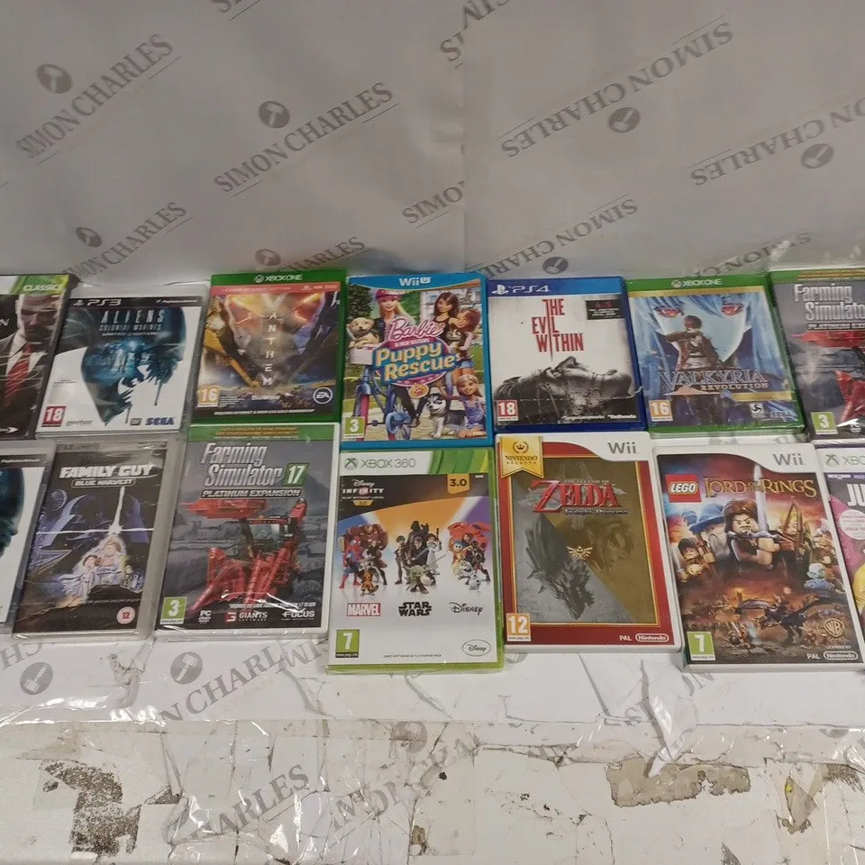 10 ASSORTED CONSOLE GAMES TO INCLUDE THE EVIL WITHIN, FARMING SIMULATOR, AND ANTHEM ETC. 