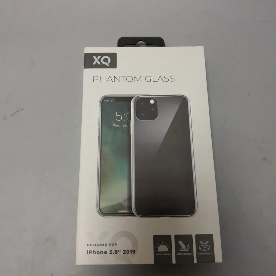 APPROXIMATELY 60 BRAND NEW BOXED XQ PHANTOM GLASS PROTECTIVE CASES FOR IPHONE 5.8" 2019 MODEL 