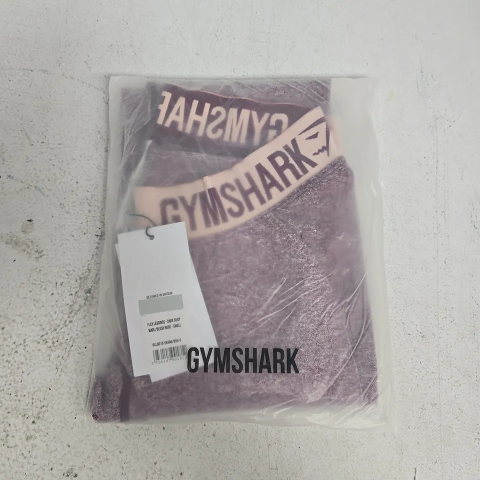 BAGGED GYMSHARK FLEX LEGGINGS IN DARK RUBY - S