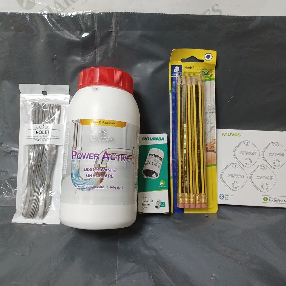 BOX OF APPROXIMATELY 15 ASSORTED ITEMS TO INCLUDE - ATUVOS TAG AT2301 , SYLVANIA UNIVERSAL STARTER , POWER ACTIVE ETC
