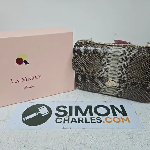 BOXED LA MAREY LONDON SNAKE-PRINT HANDBAG