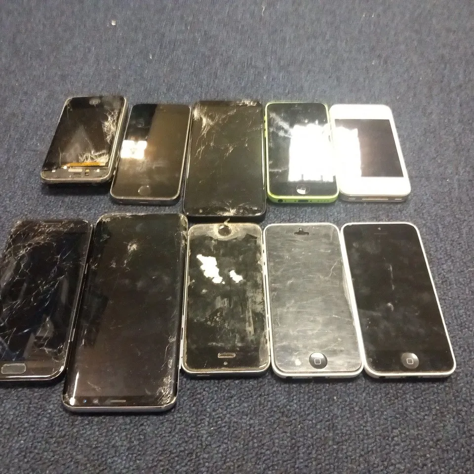 10 ASSORTED MOBILE PHONES TO INCLUDE; APPLE IPHONE 5C (A1507)