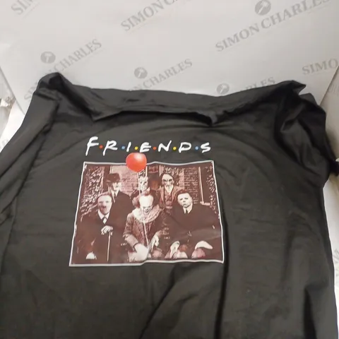 DESIGNER HORROR CHARACTER THEMED FRIENDS T-SHIRT IN BLACK - 3XL