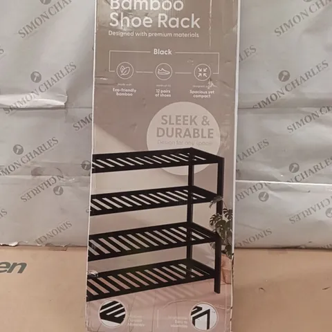 BOXED BAMBOO SHOE RACK BLACK