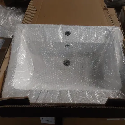 BOXED AQUA DART HARBY 600mm STONE RESIN BASIN - WHITE (1 BOX)