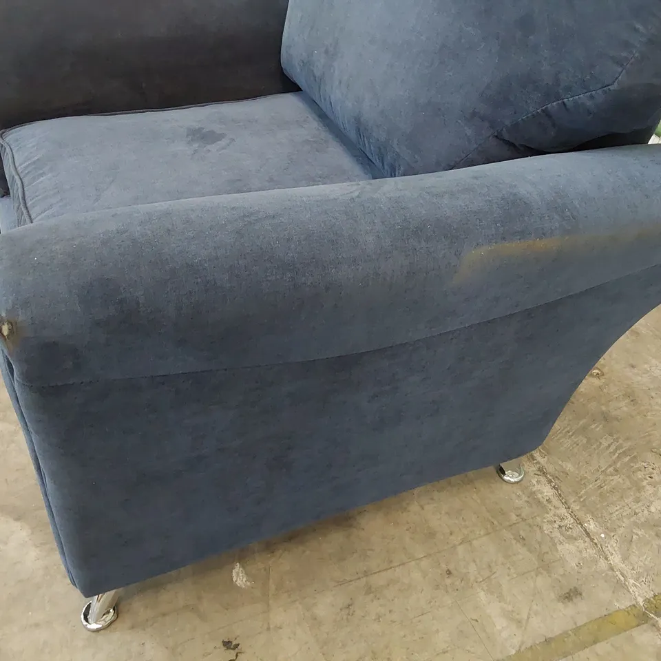 DESIGNER SNUGGLER CHAIR BLUE FABRIC 