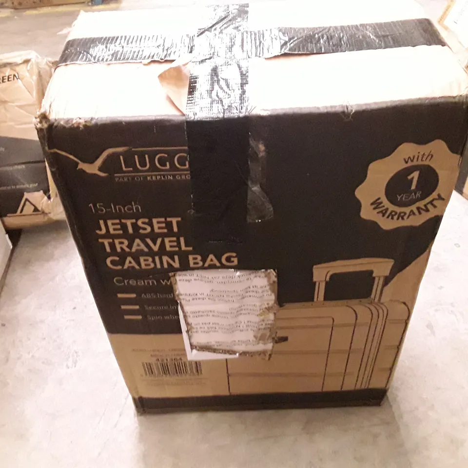 BOXED KEPLIN LUGG CABIN BAG 15 INCH CREAM AND BROWN COLOUR 