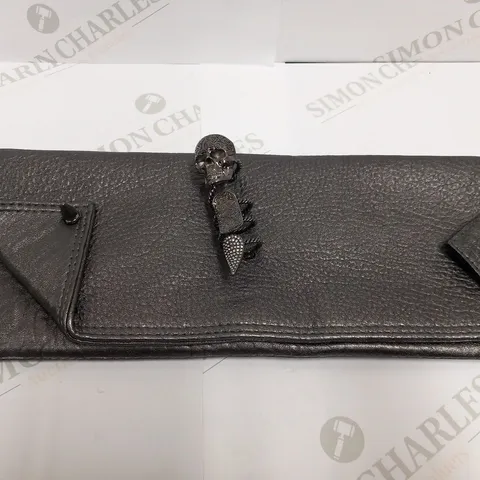 MASON DU POSH GUN SMOKE LEATHER LARGE CLUTCH BAG