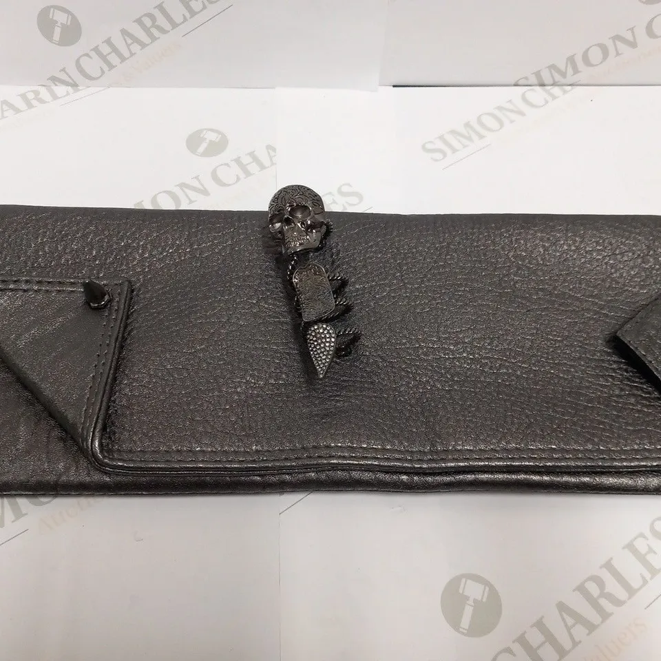 MASON DU POSH GUN SMOKE LEATHER LARGE CLUTCH BAG