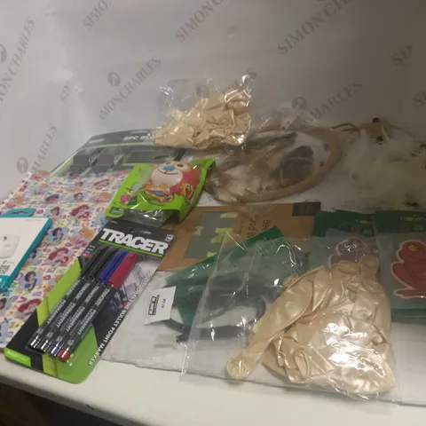 LOT OF ASSORTED HOUSEHOLD GOODS TO INCLUDE CONSTRUCTION TRACERS, TILE TRACKER, AND COVEVA CAR FRESHENERS ETC.