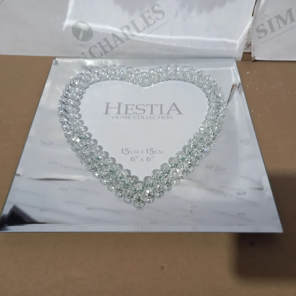 MIRROR GLASS CRYSTAL HEART PHOTO FRAME RRP £42