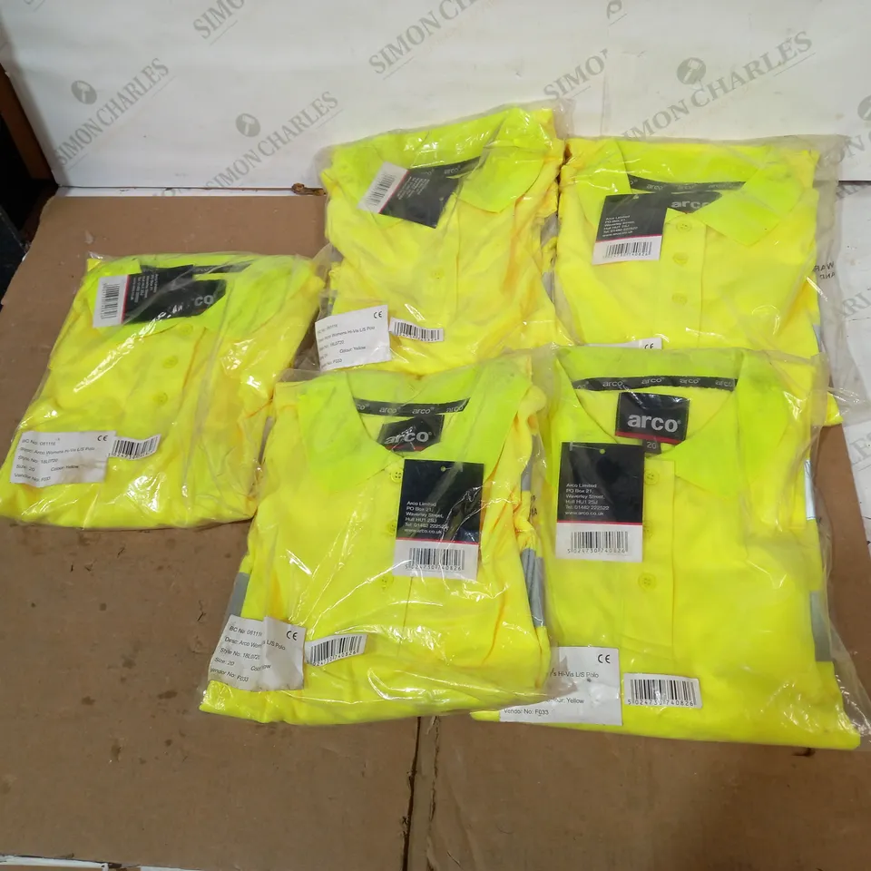 LOT OF APPROXIMATELY 5 ASSORTED ARCO WOMENS HI-VIS L/S POLO SHIRTS - SIZE 20