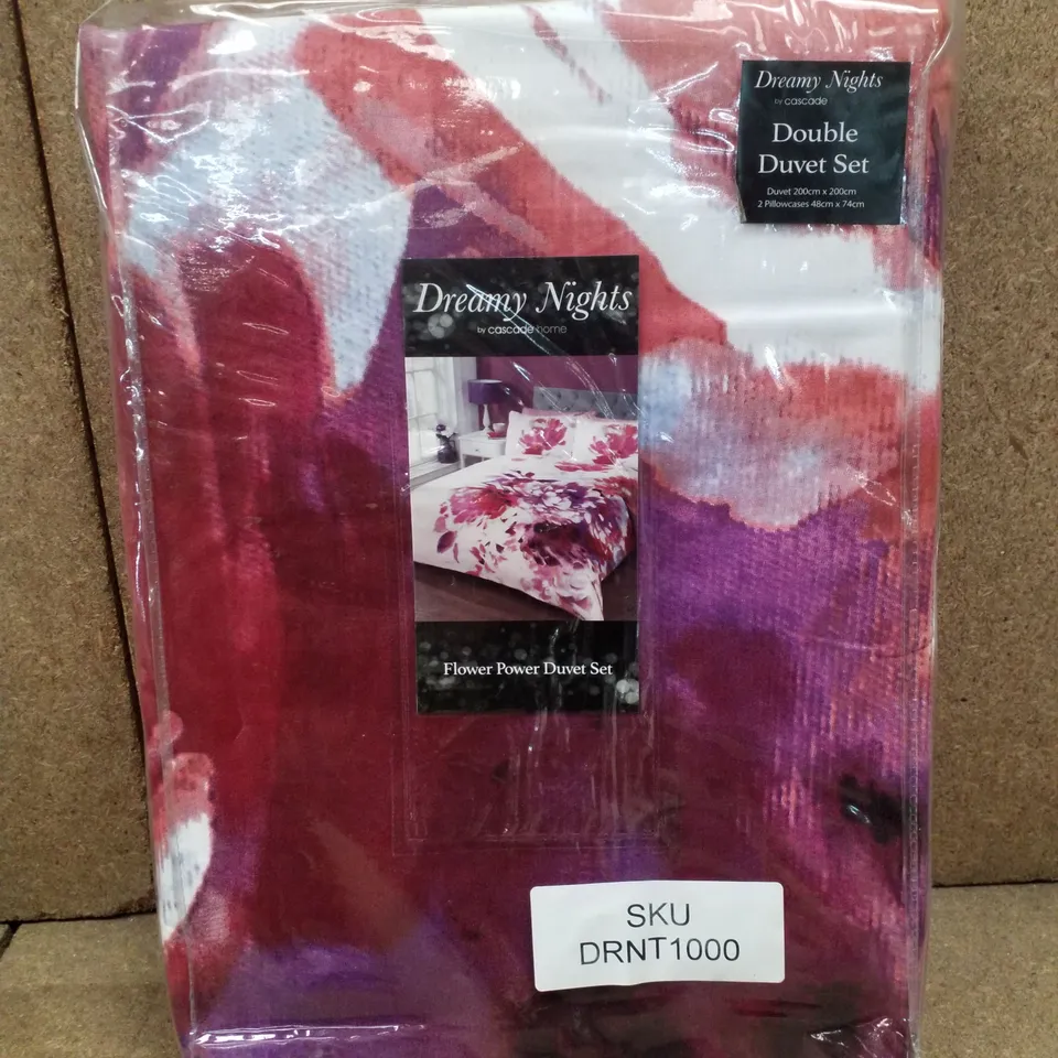DREAMY NIGHTS FLOWER POWER DOUBLE 200×200CM DUVET COVER SET - PINK