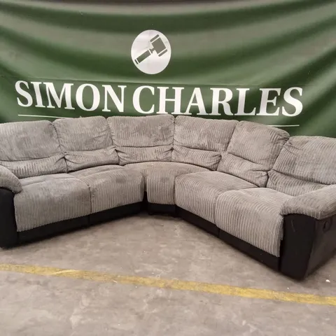 SIENNA FABRIC/FAUX LEATHER HIGH BACK RECLINER CORNER GROUP SOFA