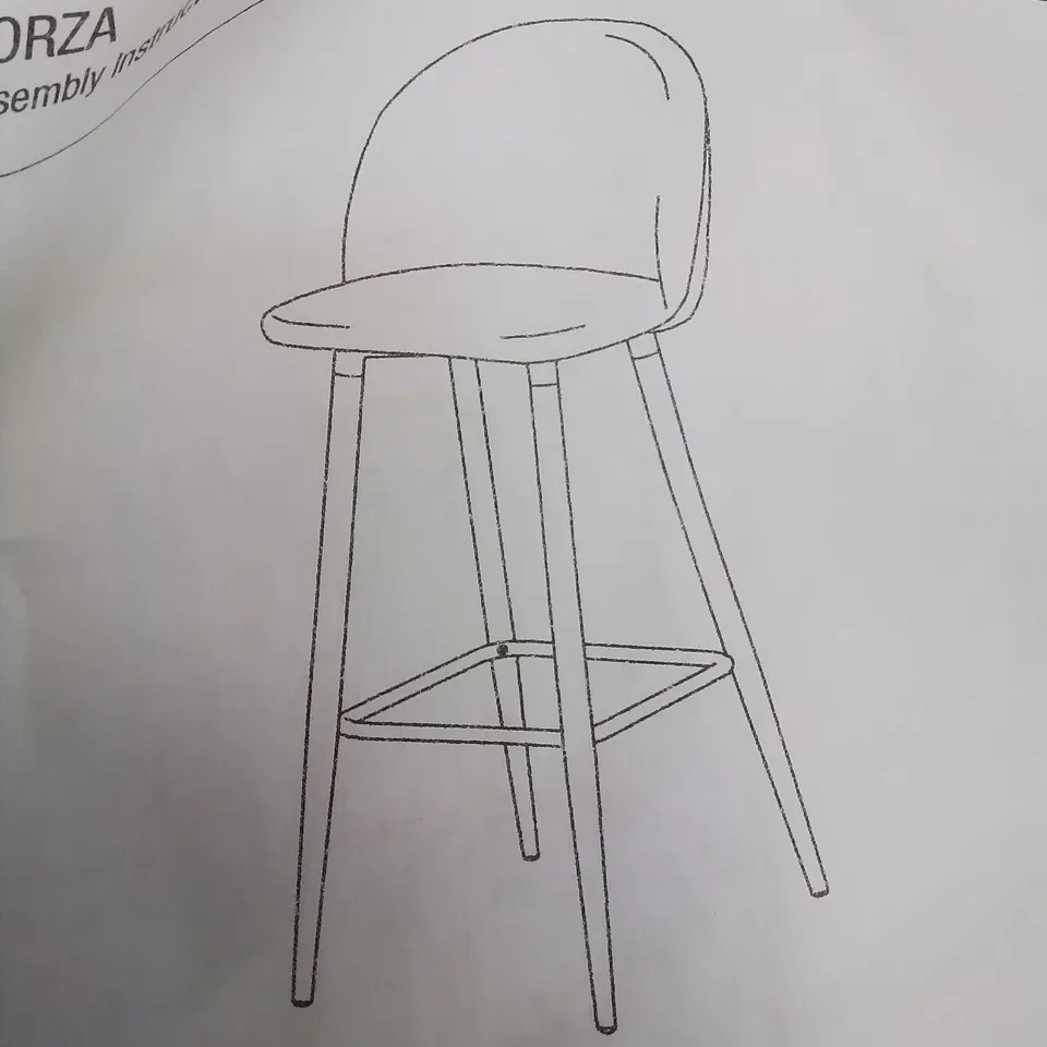 A BOXED PAIR OF BROWN FAUX LEATHER KITCHEN STOOLS