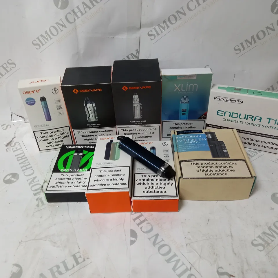 BOX OF APPROXIMATELY 10 ASSORTED E-CIG PRODUCTS TO INCLUDE GEEKVAPE, VAPORESSO, INNOKIN 