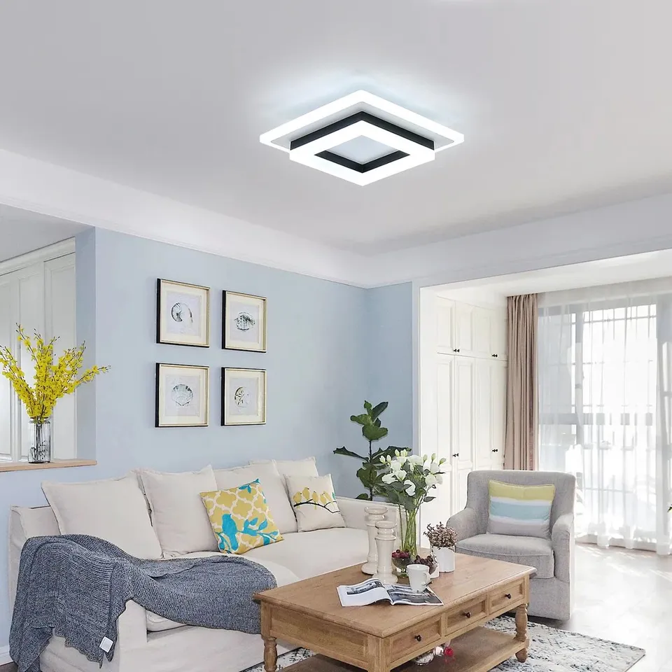BOXED AWEYS 1-LIGHT 20CM SQUARE LED FLUSH MOUNT CEILING LIGHT 