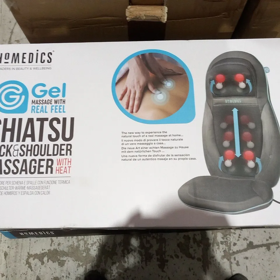 BOXED HOMEDICS GEL MASSAGE WITH REAL FEEL SHIATSU BACK AND SHOULDER MASSAGER WITH HEAT SGM-1600H-EUX