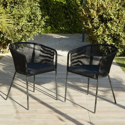 BOXED LAURA JAMES HALI ROPE CHAIR SET OF 2 - BLACK (1 BOX)