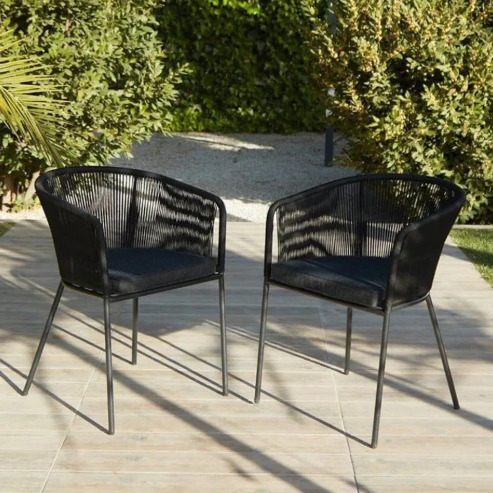 BOXED LAURA JAMES HALI ROPE CHAIR SET OF 2 - BLACK (1 BOX)