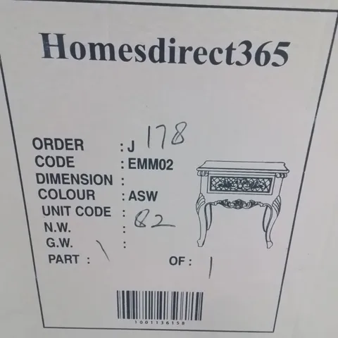 BRAND NEW HOMESDIRECT365 ANTIQUE FRENCH STYLE 1 DRAWER BEDSIDE TABLE -WHITE-