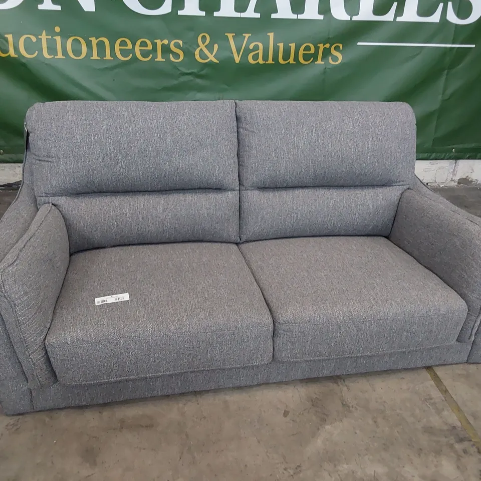 DESIGNER THREE SEATER SOFA GREY FABRIC 