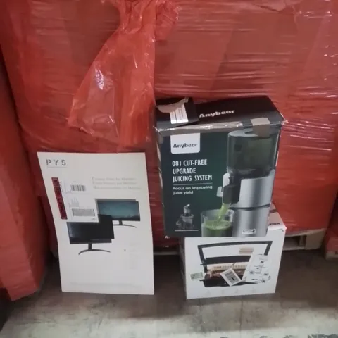 PALLET OF ASSORTED HOUSEHOLD GOODS AND PRODUCTS TO INCLUDE;PRIVACY FILTER FOR MONITOR,TOASTIE MAKER,JUICING SYSTEM 