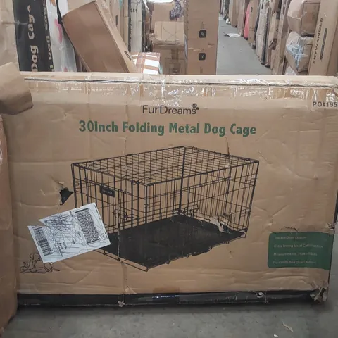 BOXED 30INCH FOLDING METAL DOG CAGE