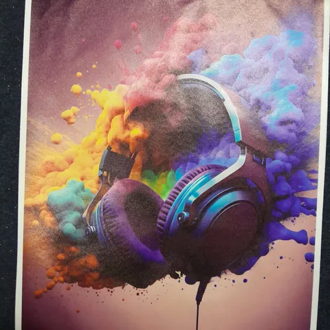 HEADPHONE SPLATTERED PAINT ART CANVAS PRINT