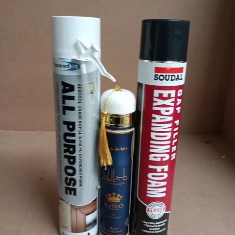 APPROXIMATELY 10 ASSORTED AEROSOLS TO INCLUDEAIR FRESHENER , GAP FILLER AND ALL PURPOSE EXPANDING FOAM