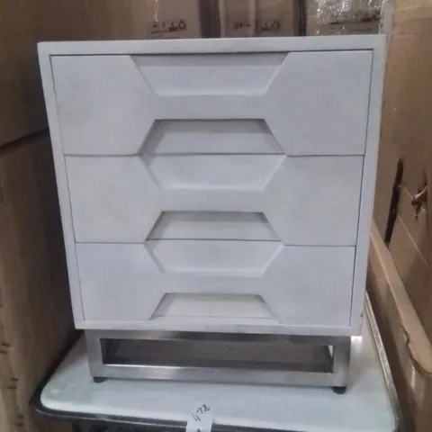 BOXED ATKIN AND THYME BEDSIDE DRAWERS WOOF FINISH MATT WHITE