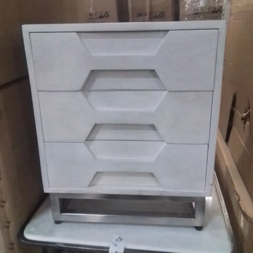 BOXED ATKIN AND THYME BEDSIDE DRAWERS WOOF FINISH MATT WHITE