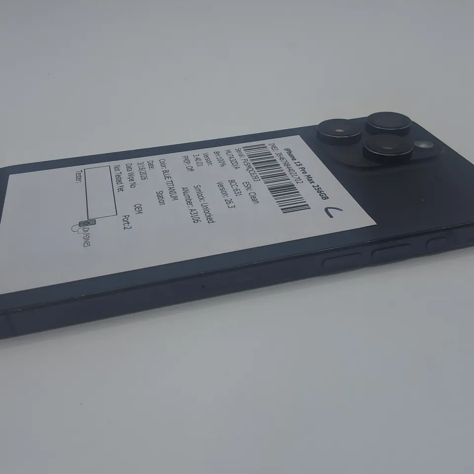 UNBOXED APPLE IPHONE 15 PRO MAX 256GB IN BLUE TITANIUM - A3106