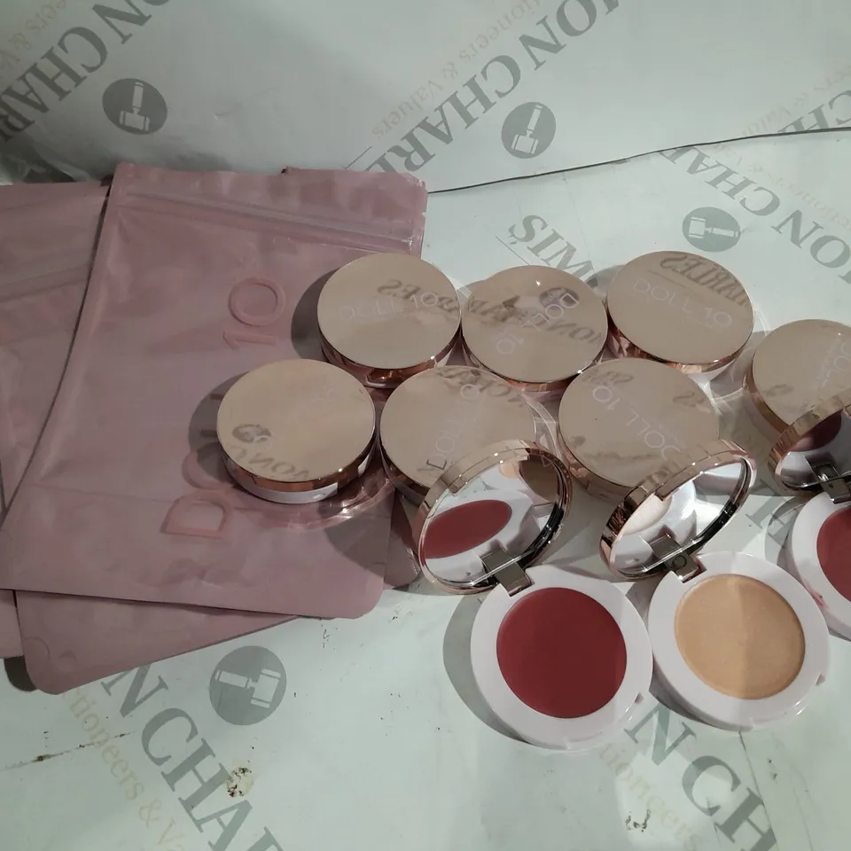 BOX OF APPROXIMATELY 10 MAKEUP PRODUCTS BY DOLL10 TO INCLUDE DIFFERENT SHADES 