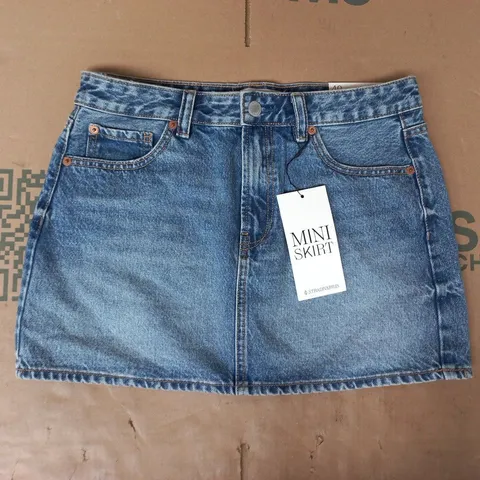 STRADIVARIUS DENIM MINI SHIRT IN BLUE SIZE UK 12