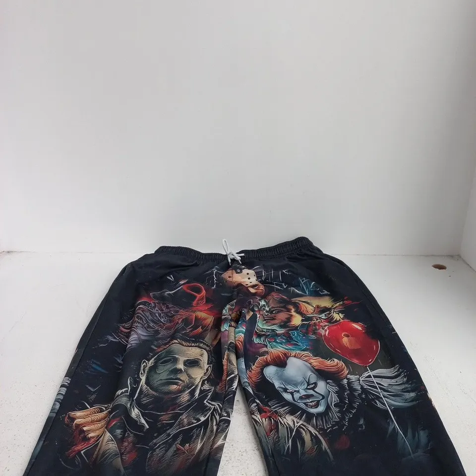 HORROR MOVIE THEMED TOP AND BOTTOMS SET XL TO FEATURE MICHAEL MYERS, CHUCKY, PENNYWISE THE CLOWN ETC
