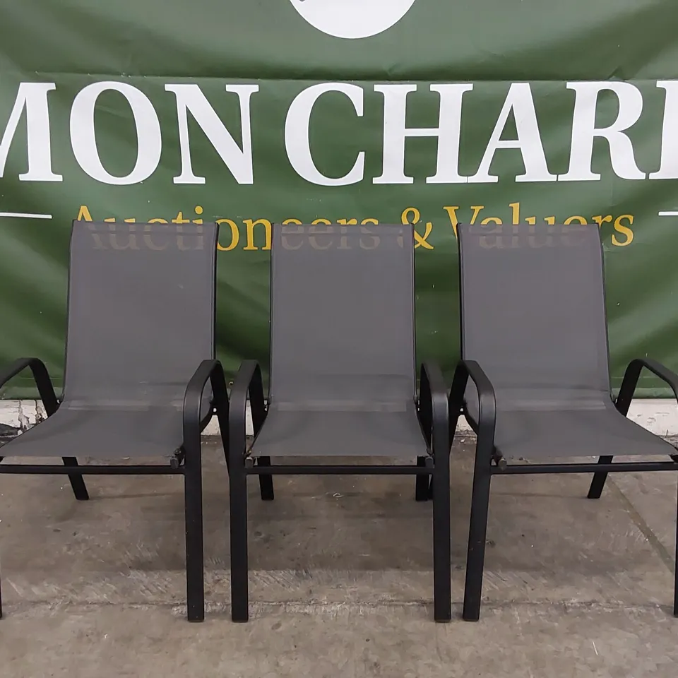 BOXED SET OF 3 GARDEN CHAIRS IN BLACK/GREY (1 BOX)