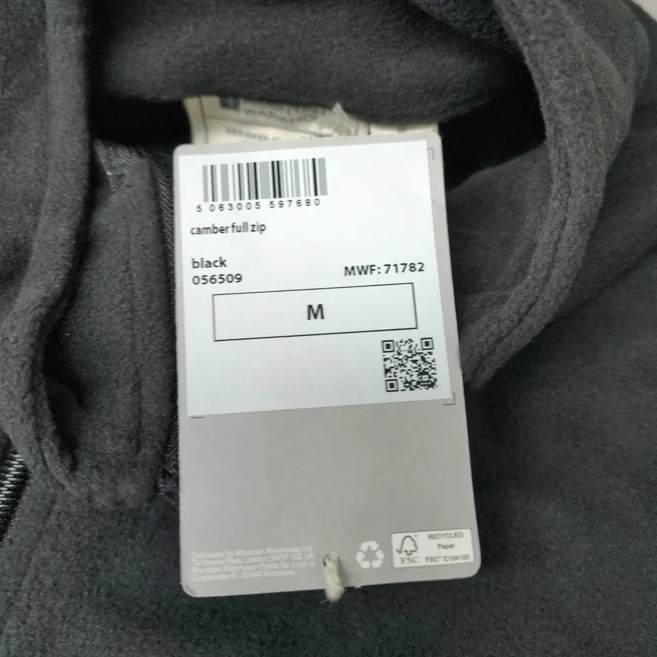 MOUNTAIN WAREHOUSE CAMBER FULL ZIP JACKET – BLACK, MEN'S UK M