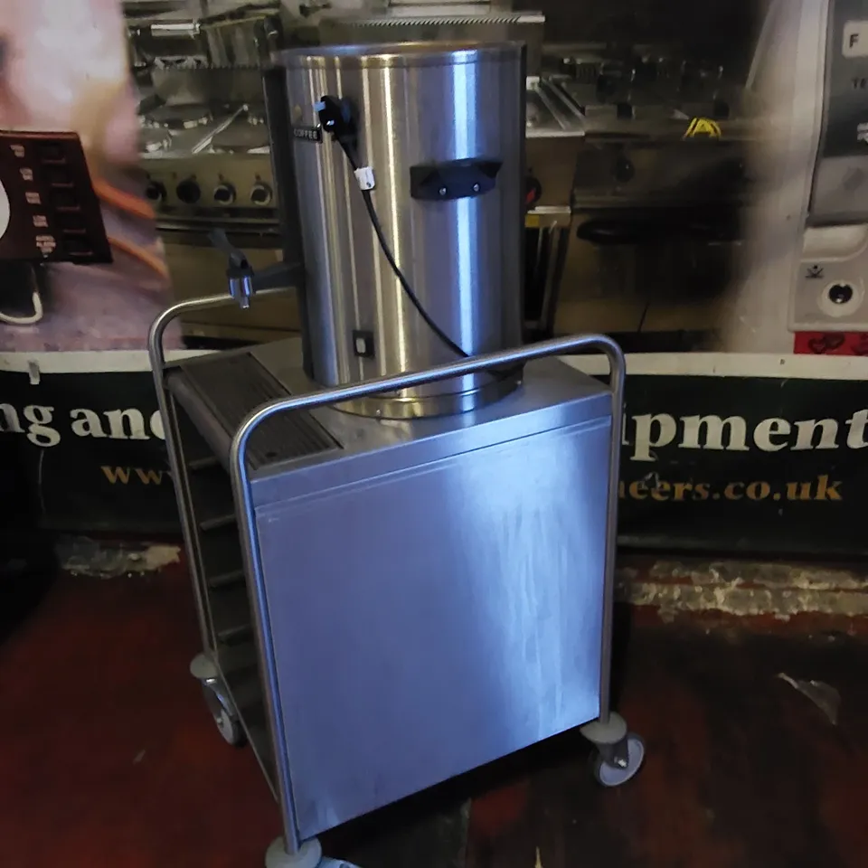 COMMERCIAL STAINLESS STEEL CATERING TROLLEY WITH HOT WATER BOILER / COFFEE DISPENSER 