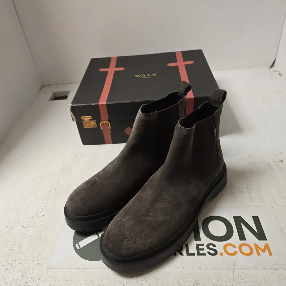 WALK LONDON BROWN SUEDE CHELSEA BOOTS, UK 9 (EU 43)