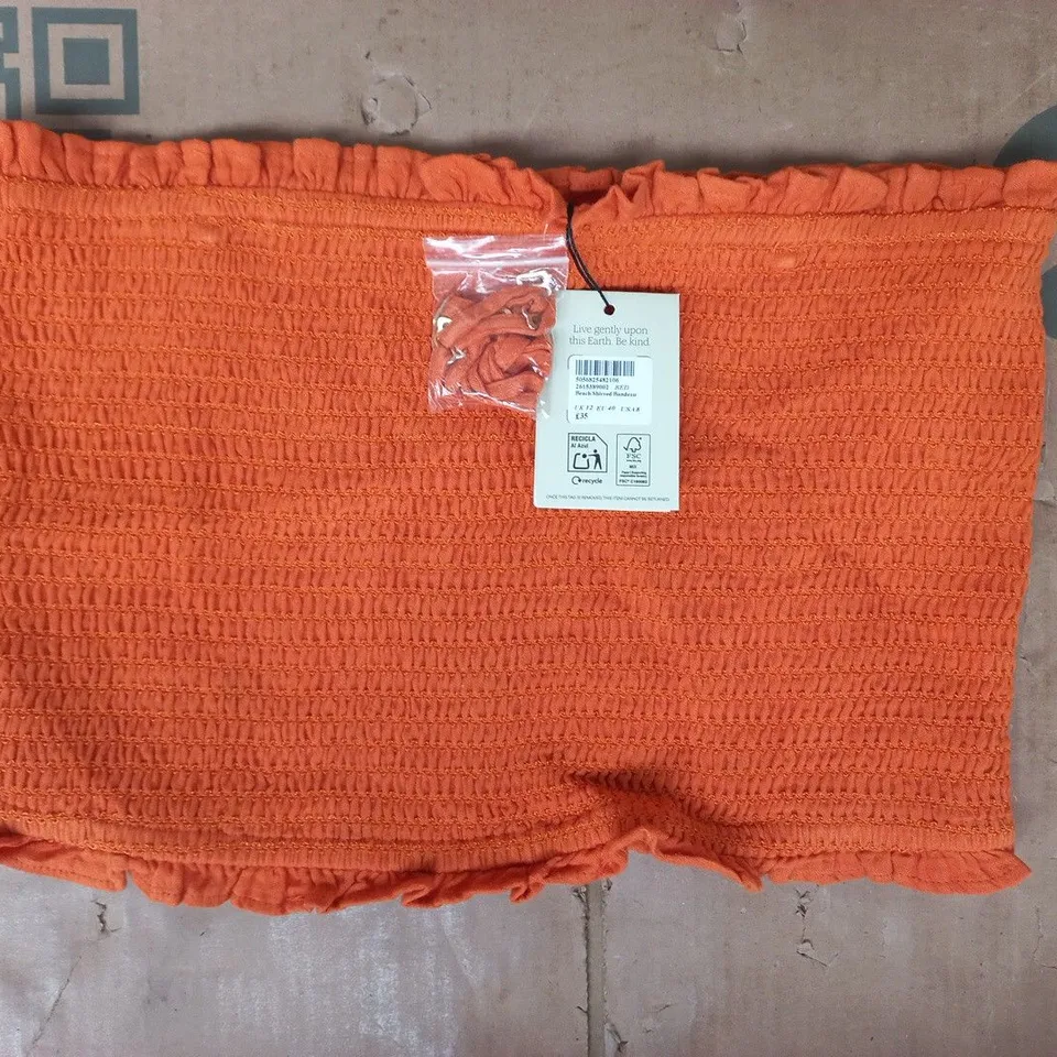 NOBODY'S CHILD BEACH SHIRRED BANDEAU IN RED SIZE UK 12