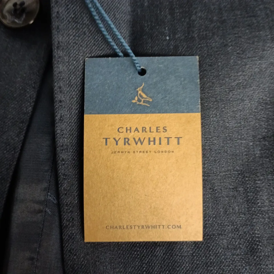 CHARLES TYRWHITT NAVY LINEN SLIM-FIT SUIT JACKET, 44R