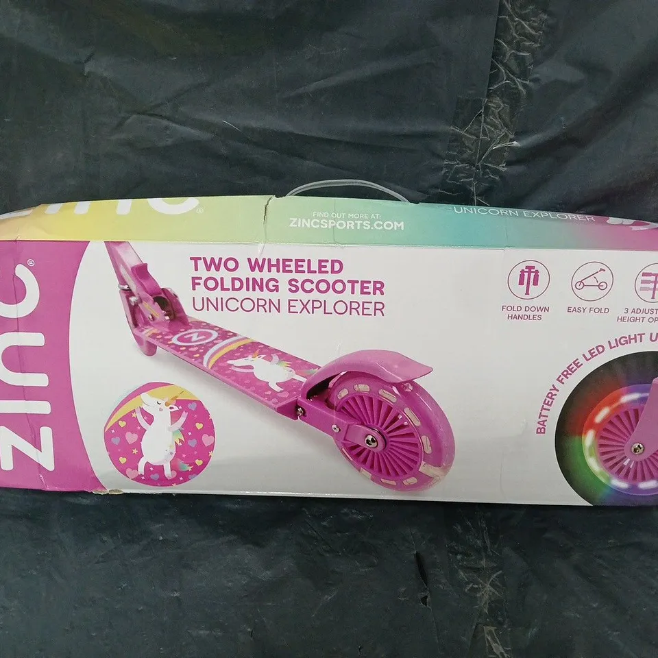 ZINC TWO WHEELED FOLDING SCOOTER UNICORN EXPLORER 