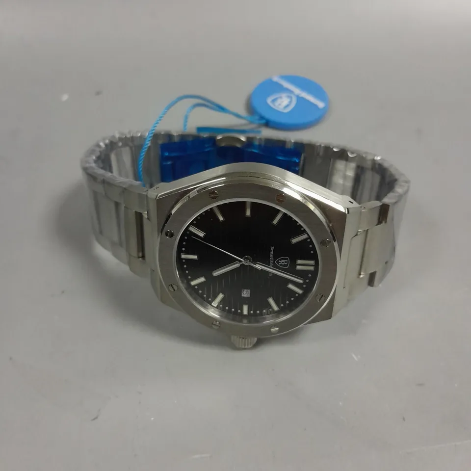 MENS BERNARD REINHARDT WATCH – BLACK DIAL – 316 STAINLESS STEEL CASE & STRAP – SWISS MOVEMENT – SAPPHIRE CRYSTAL - 5 ATM WATER RESISTANT