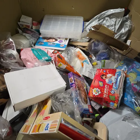 PALLET OF APPROXIMATELY 50 ASSORTED HOUSEHOLD PRODUCTS TO INCLUDE CHILDRENS GAMES, STATIONARY, PLASTIC STORAGE CASE ETC - COLLECTION ONLY