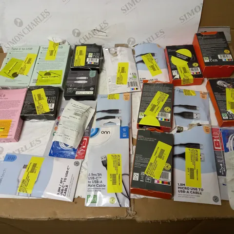LOT OF APPROX. 20 ASSORTED USB CHARGING CABLES