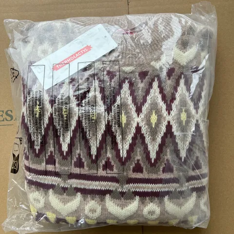 THERMOLACTYL THERMAL FAIR ISLE SWEATER DRESS IN BEIGE SIZE 16