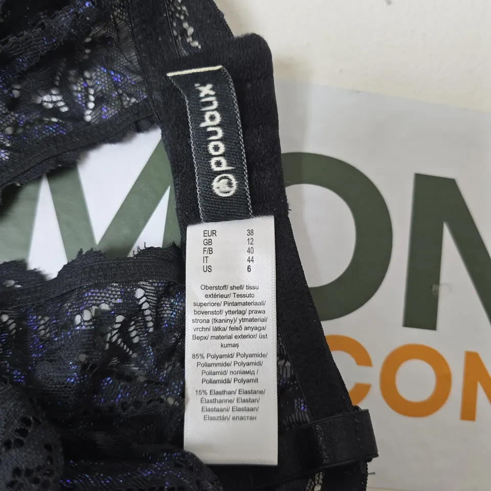 BONPRIX BLACK BODY WITH PURPLE FLORAL DETAIL SIZE 12