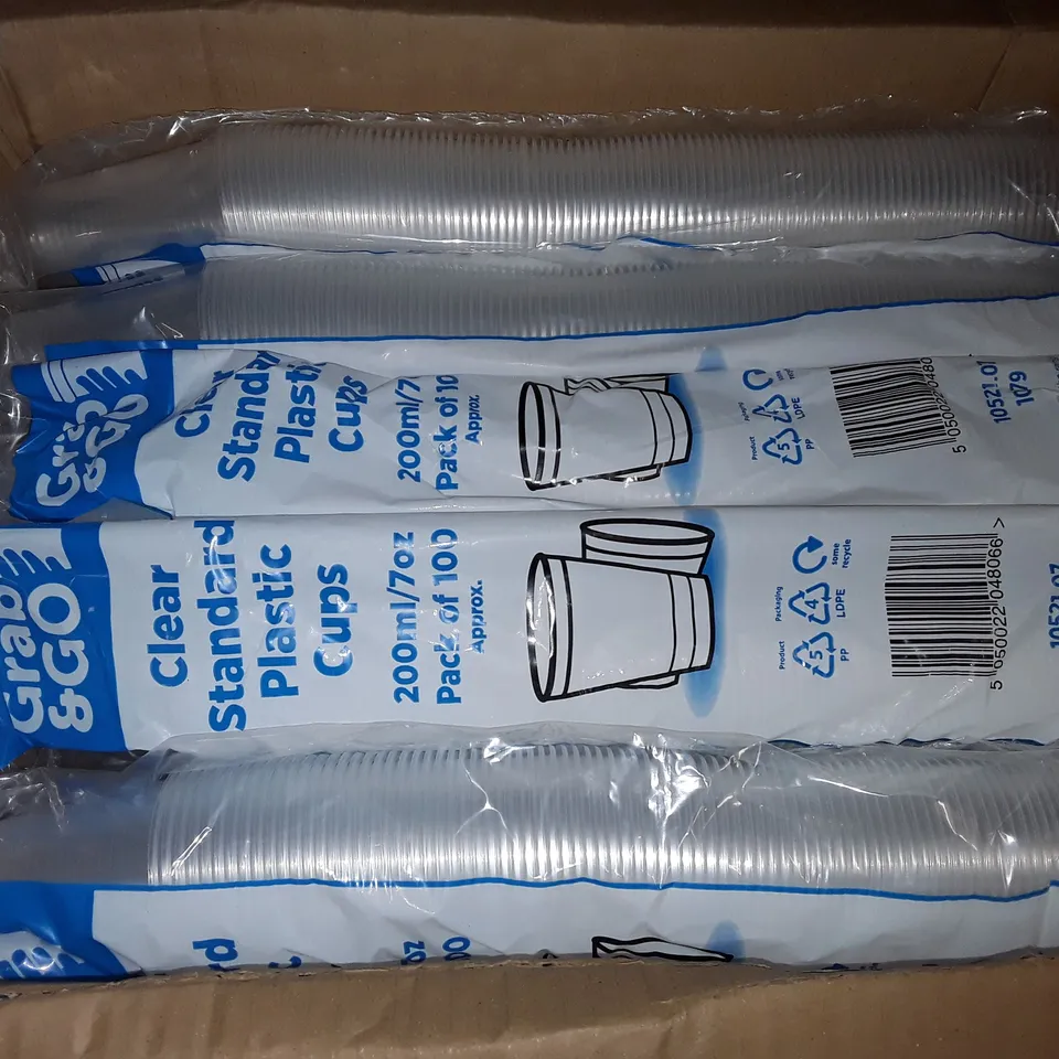 LOT OF 10 200-PACKS OF CLEAR PLASTIC CUPS