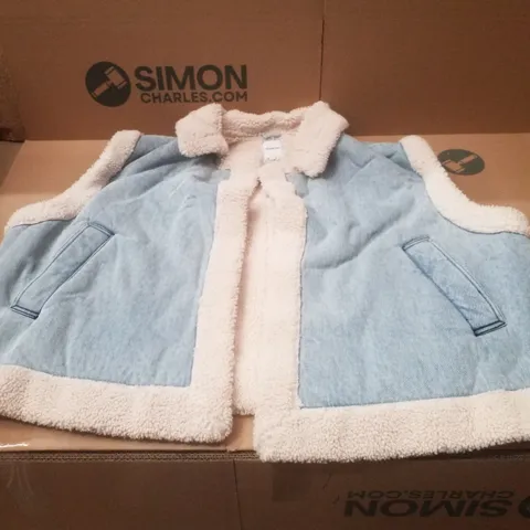 BOX CONTAINING APPROXIMATELY 4 BRAND NEW SIMPLY BE BLUE REGULAR SLEEVELESS DENIM GILETS - SIZE 30